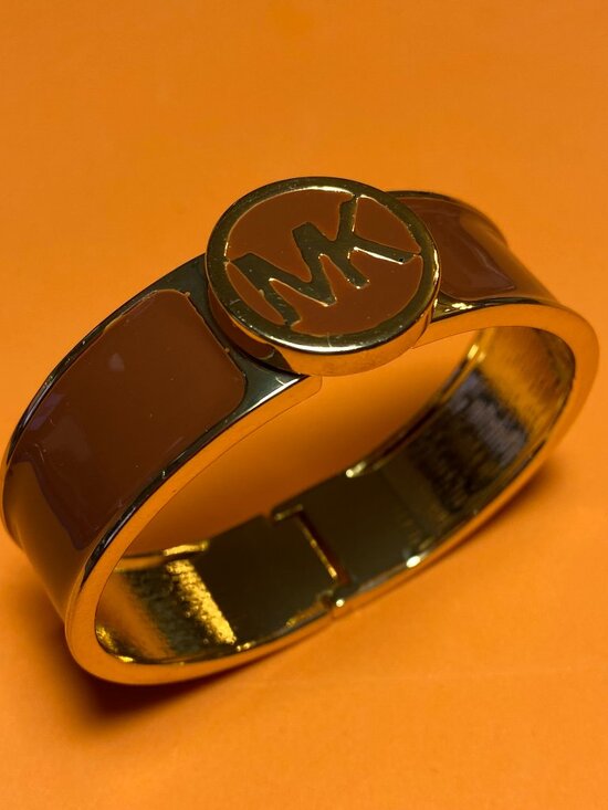 Michael Kors Hinged Brown MK logo Bracelet - Picture 3 of 4